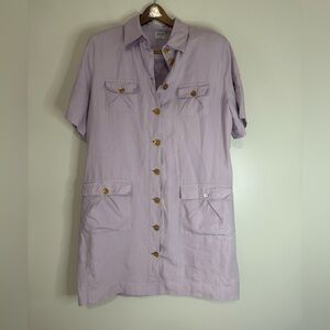 Armani Collezioni Light Lavender Button front shirt dress in size 12/14